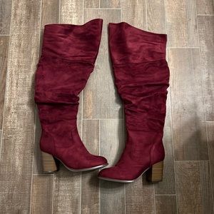 Womens Faux Suede Over the Knee Boots